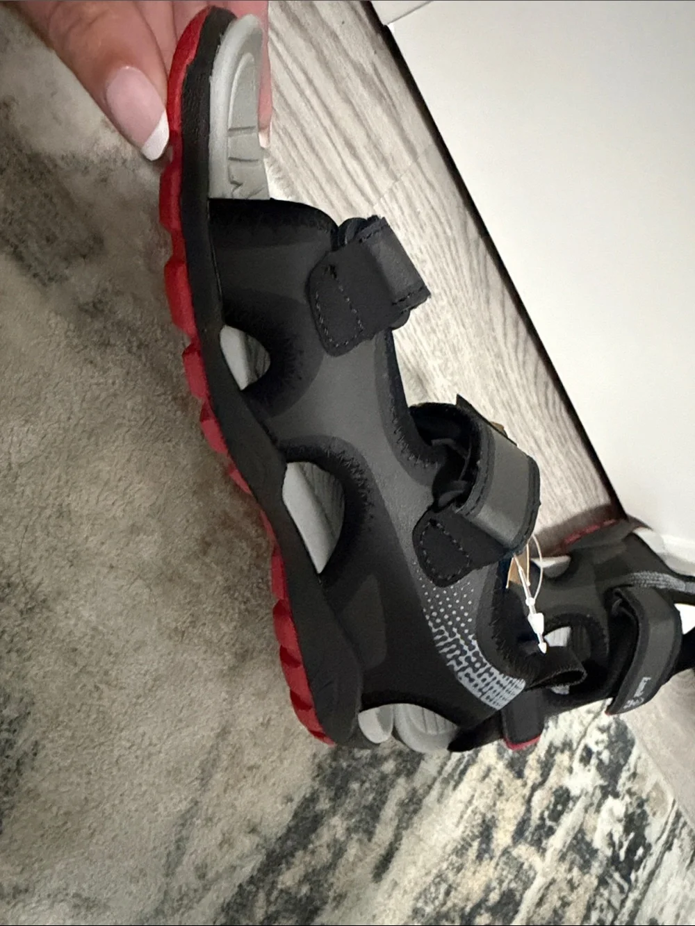 Kamik Kids' Black & Gray Adjustable Sandals size 2Y